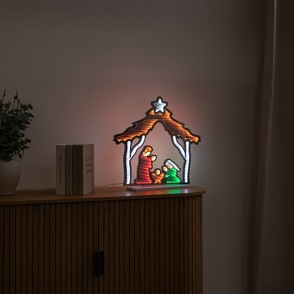 Samuel Alexander LED Light Up Nativity Scene Infinity Mirror Christmas Decoration 50cm Image 9