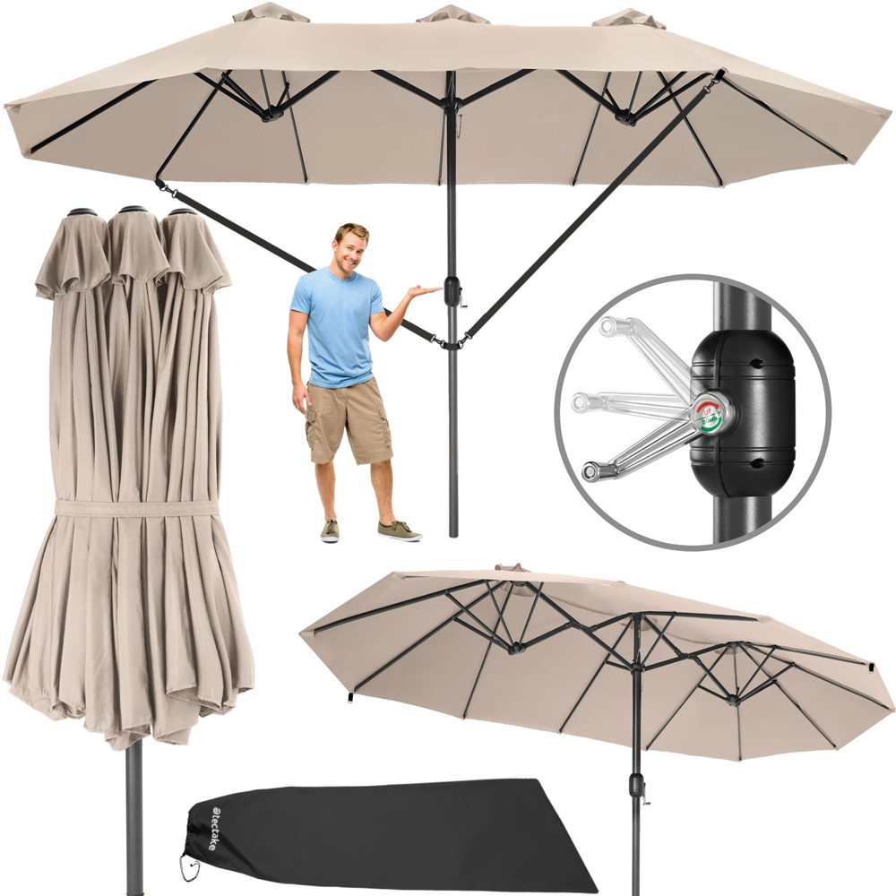 tectake Silia Beige Extra Wide Parasol 4.6 x 2.7m Image 2