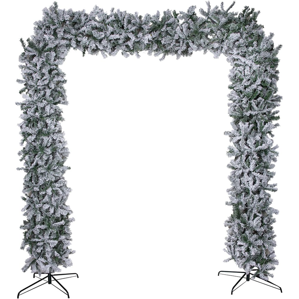Samuel Alexander Double Door Artificial Snow Flocked Christmas Tree Arch 8ft Image 1