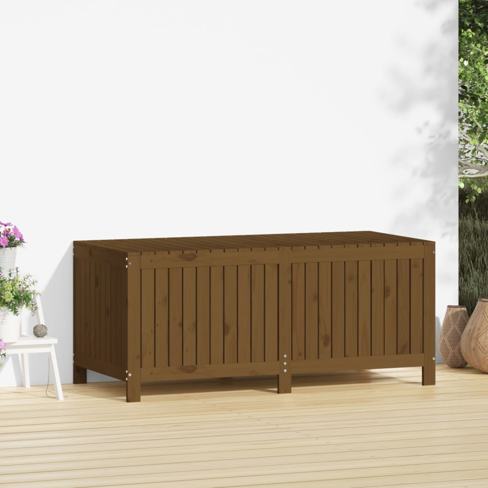vidaXL 64 x 147 x 68cm Brown Pine Wood Garden Storage Box Image 2