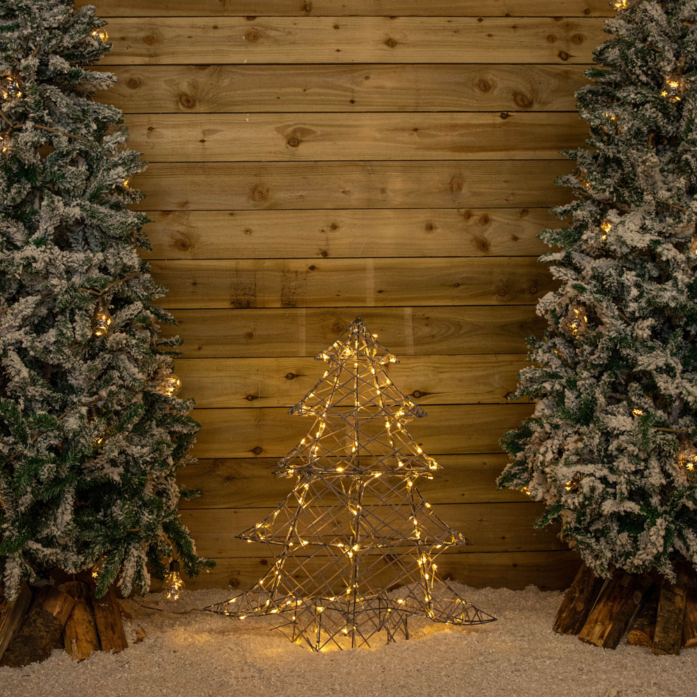 Samuel Alexander Warm and Cool White LED Light Up Grey Rattan Christmas Tree 2.9ft Image 3