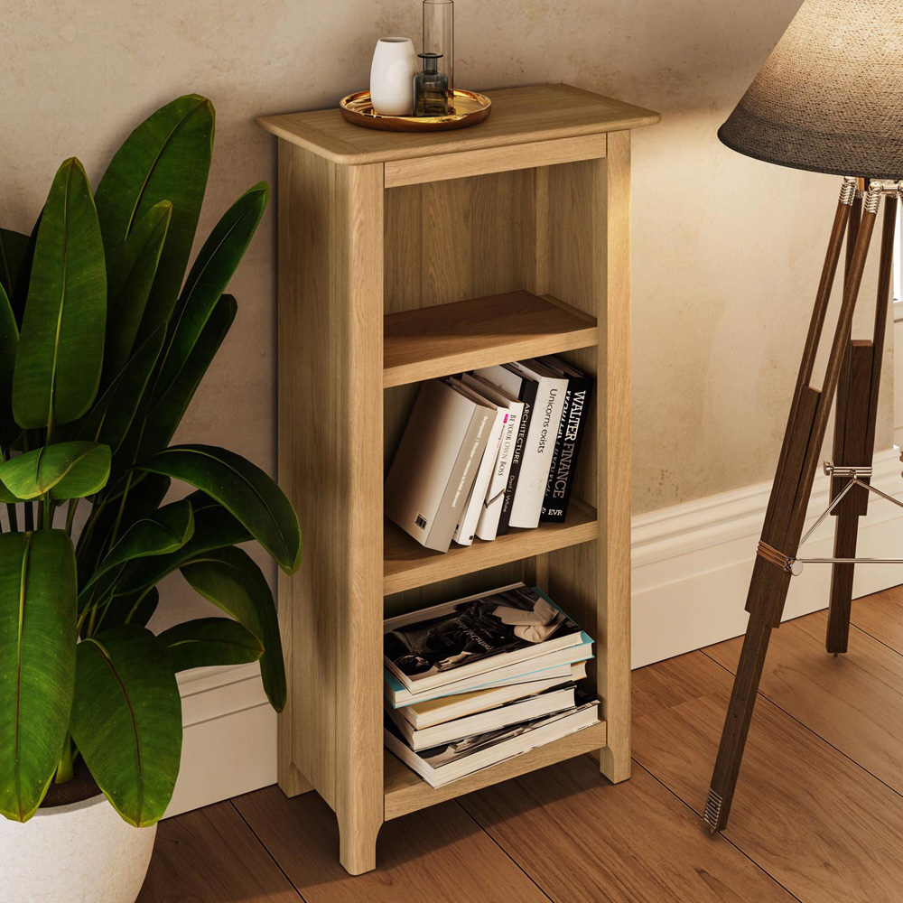 FWStyle Taberno 3 Shelf Natural Lacquered Oak Bookcase Image 5