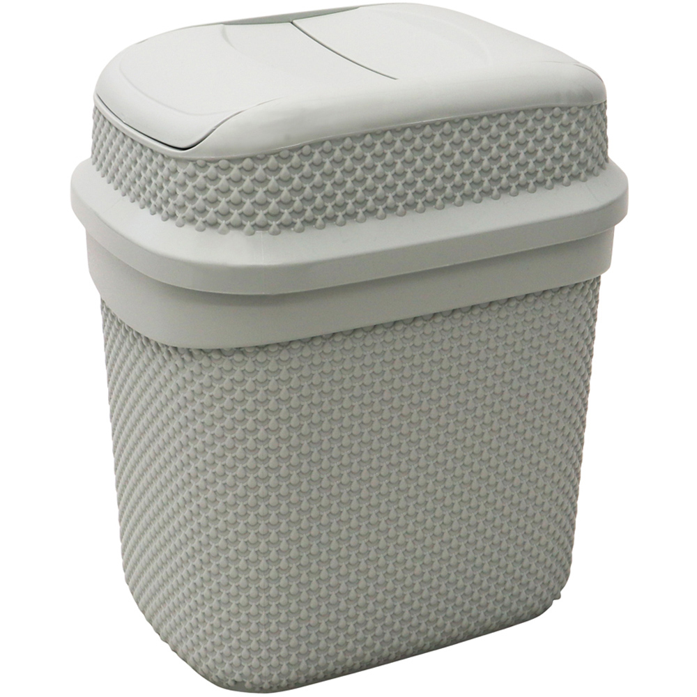 JVL Ice Grey Rectangular Lidded Bin and Droplette Toilet Brush Set Image 4