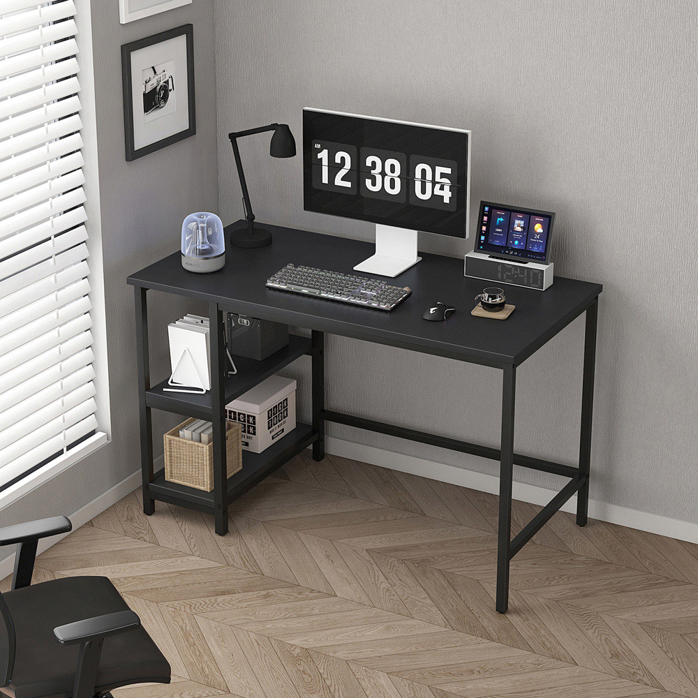Chicago 2 Adjustable Shelf Computer Desk Black Image 2