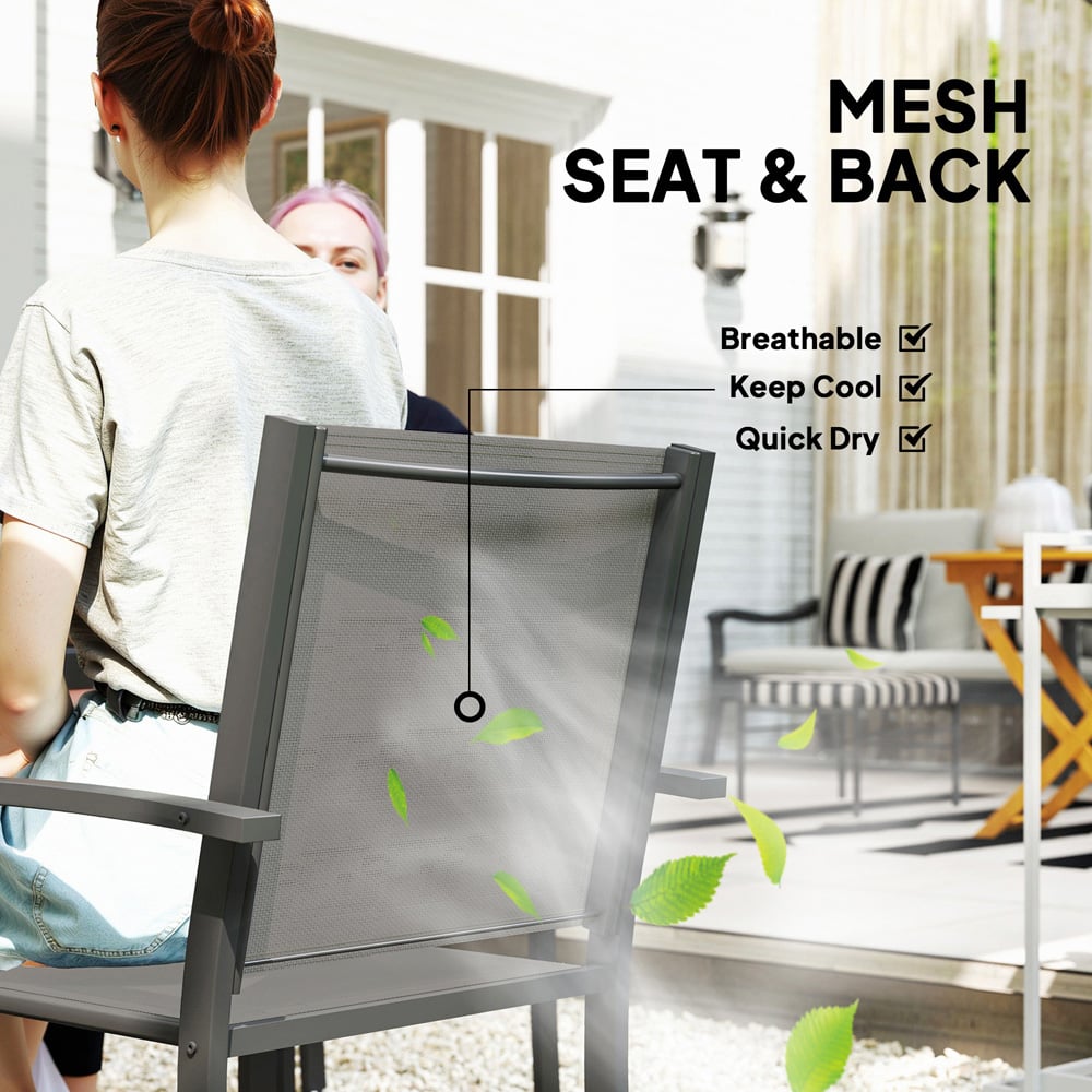 Outsunny 4 Seater Steel Garden Dining Set with Stackable Chair Image 5