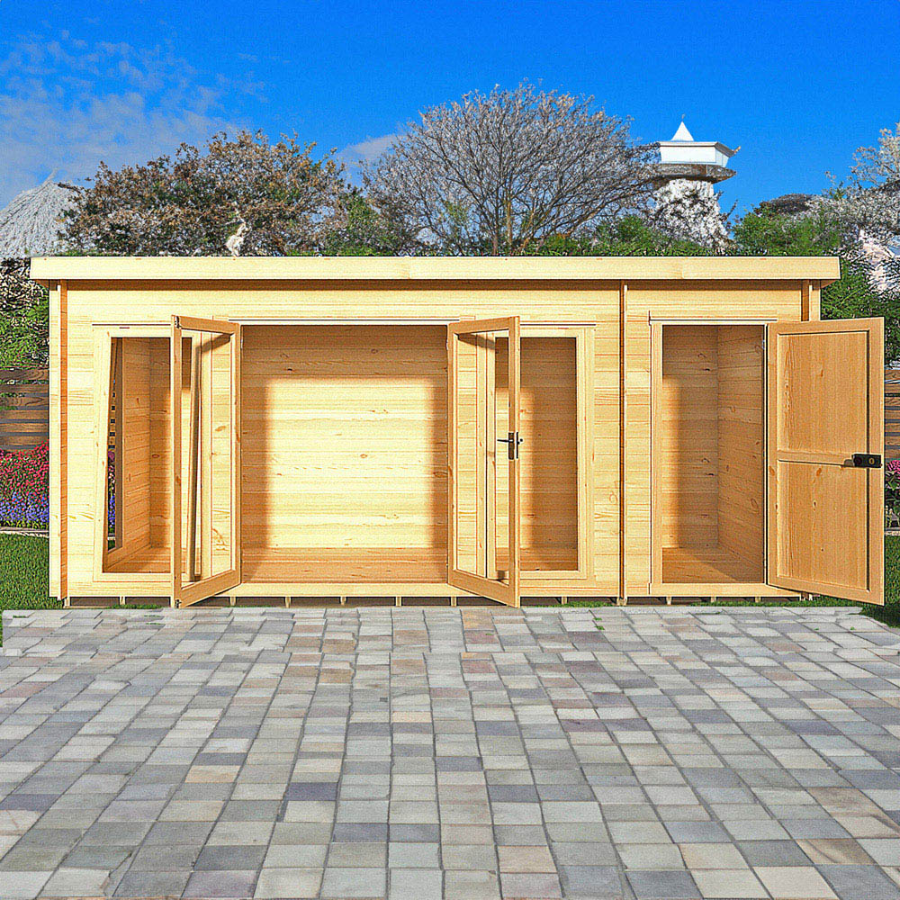 Shire Walsoken 6 x 17ft Dual-Purpose Pent Garden Log Cabin with Integral Storage Image 6