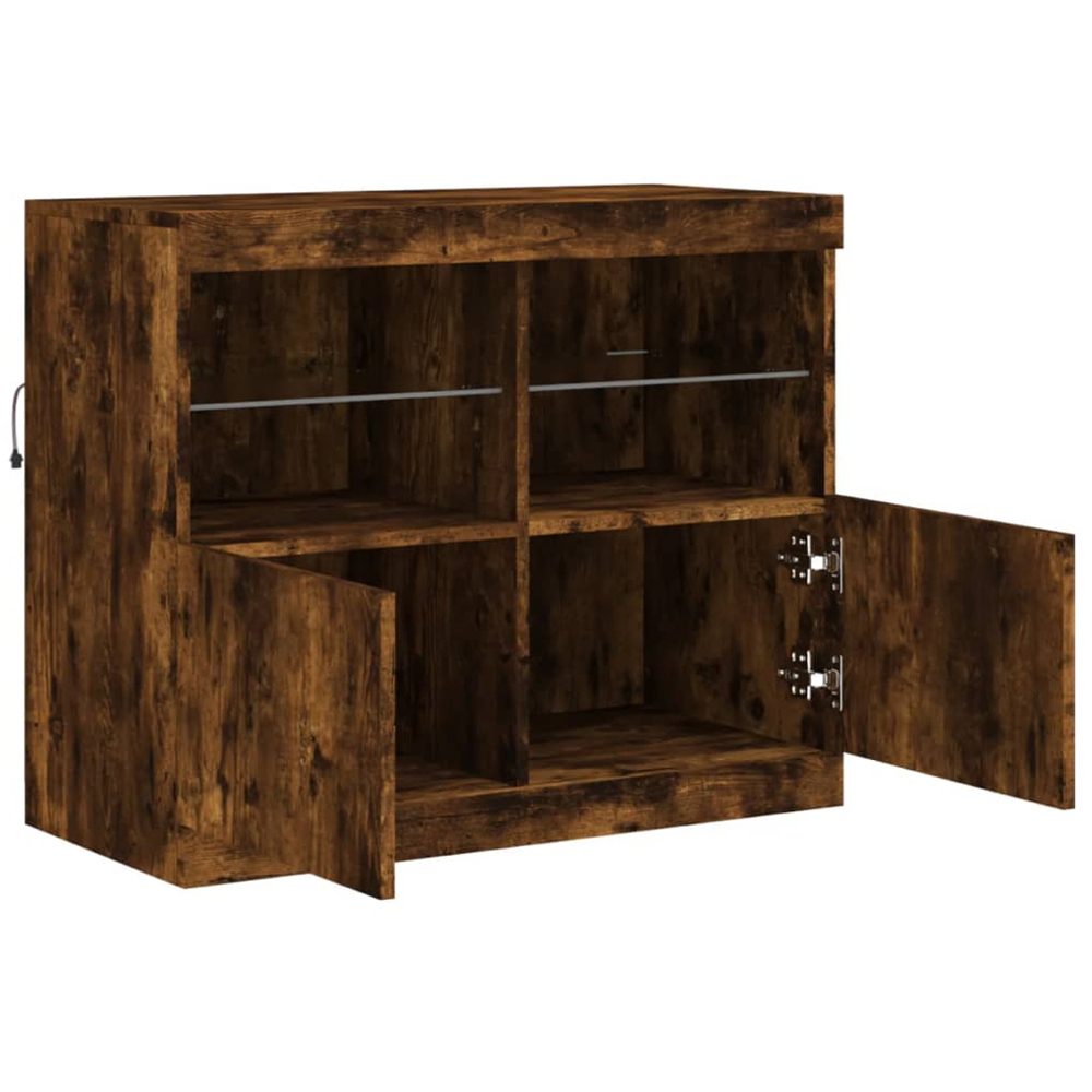 vidaXL 2 Door 4 Shelf Smoked Oak Sideboard with LED Lights Image 7