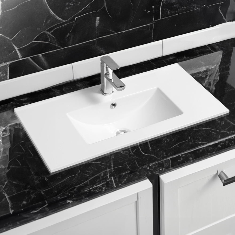 Limoge White Ceramic Thin Edge Inset Basin with Deep Scoop 810mm Image 2