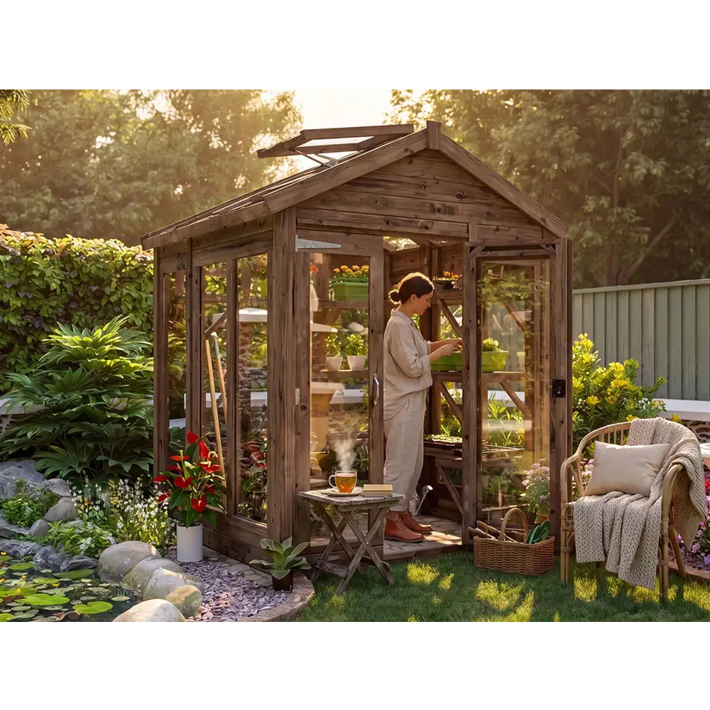 Dunster House Growzilla Brown Wooden 6 x 6ft Greenhouse Image 3