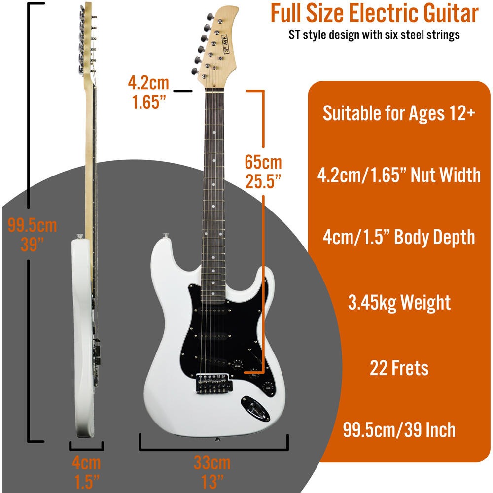 3rd Avenue White Full Size Electric Guitar Set Image 6