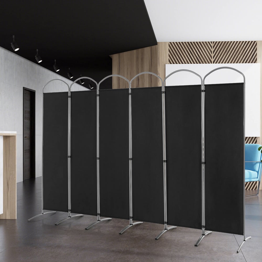 Costway 6 Panel Black Freestanding Fabric Room Divider Image 4