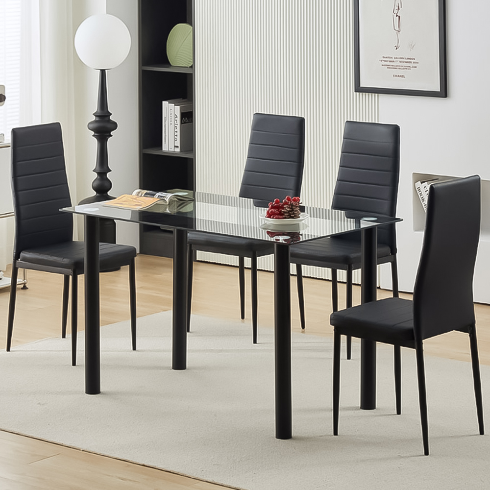 Brooklyn 4 Seater Dining Set Black Image 1