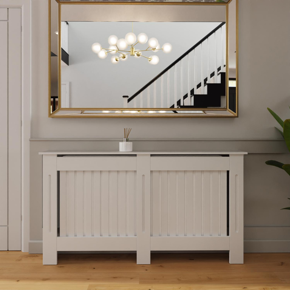 FWStyle White Vertical Slat MDF Radiator Cover Large Image 4