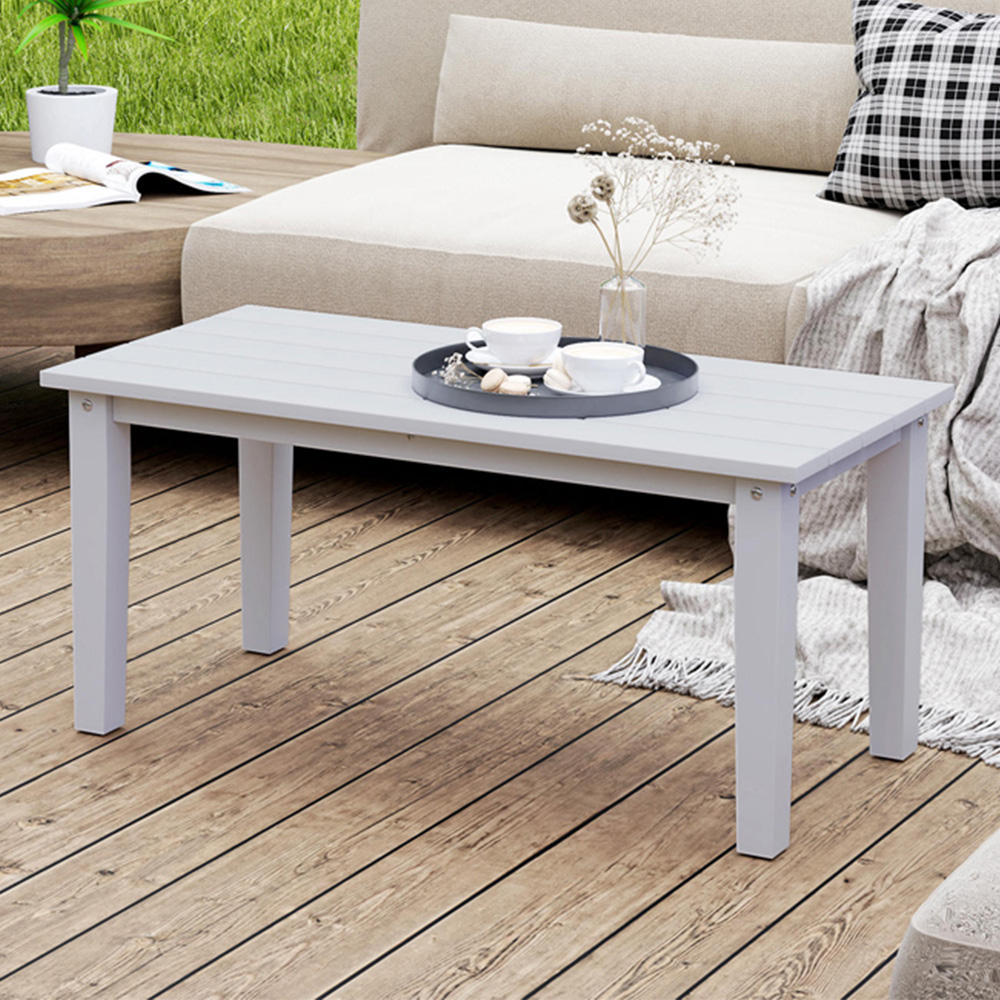 Outsunny White Rectangle Garden Coffee Table Image 1