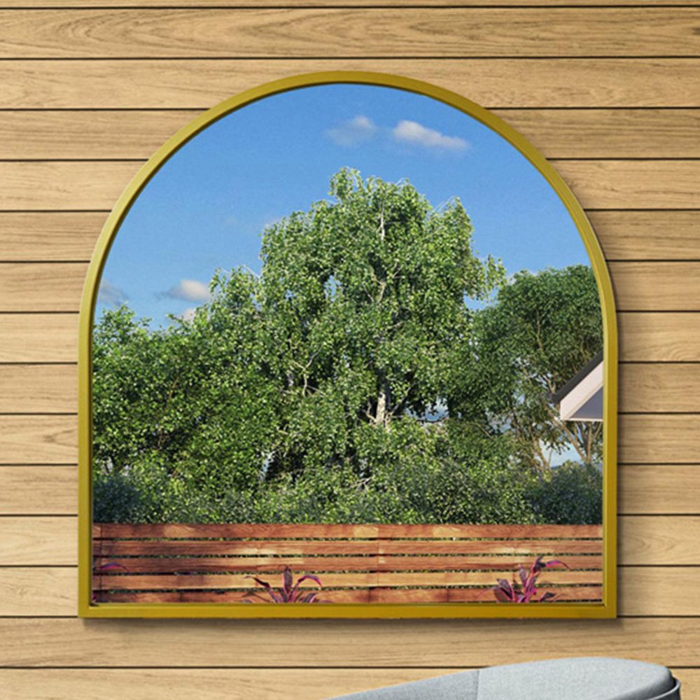 MirrorOutlet The Arcus Gold Framed Arched Leaner and Wall Garden Mirror 100 x 100cm Image 2