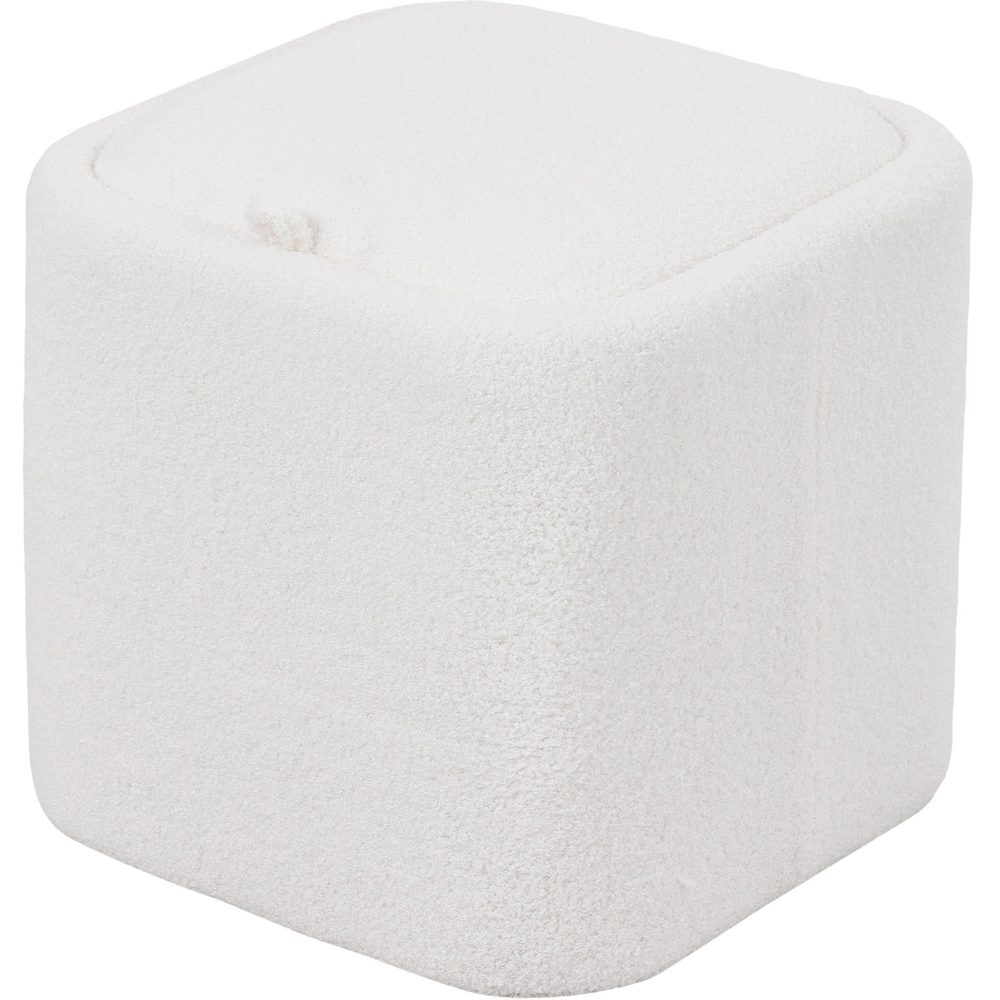Living and Home White Teddy Fleece Cube Storage Ottoman with Reversible Lid Image 2