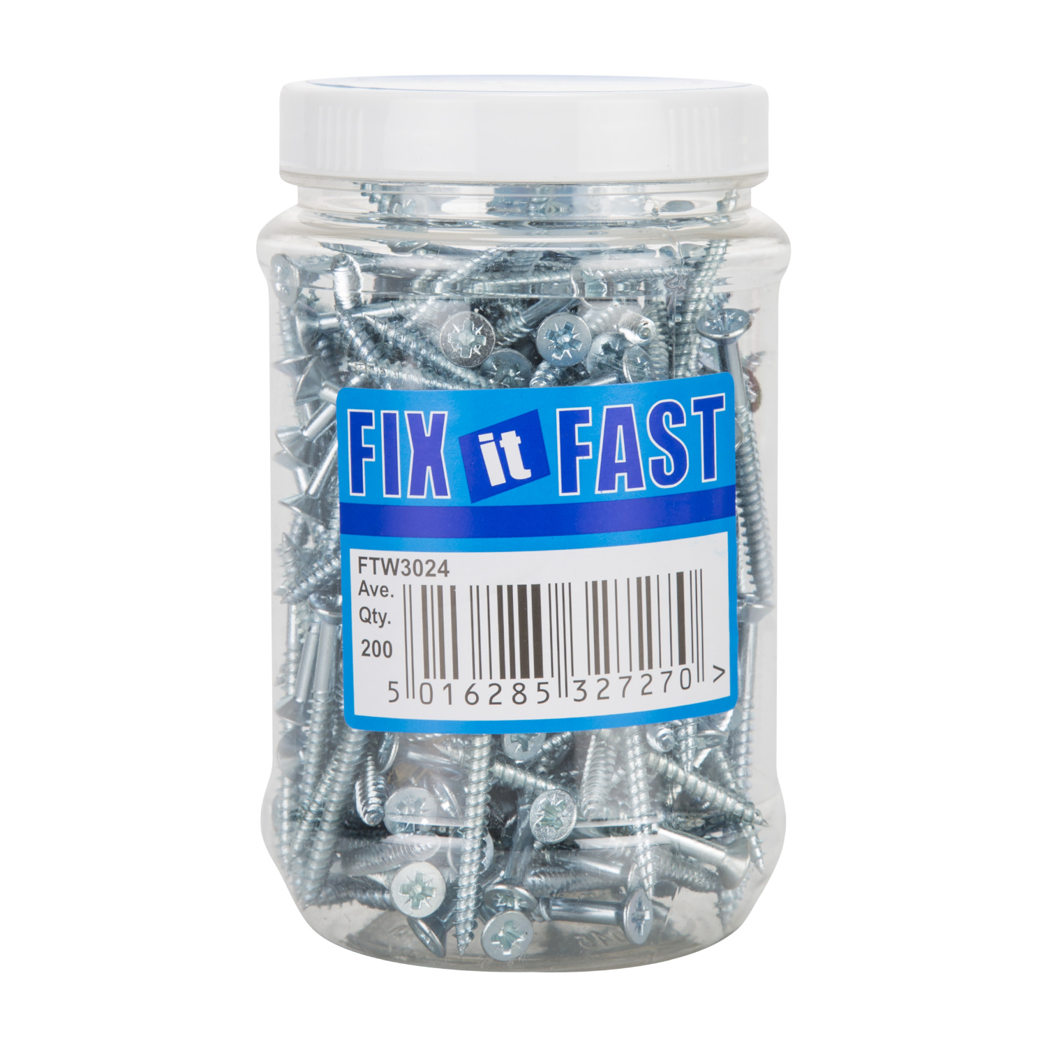 Fix it Fast 8 x 2 Inch Zinc Plated Countersunk Hard Twin Posi Screws 200 Pack Image