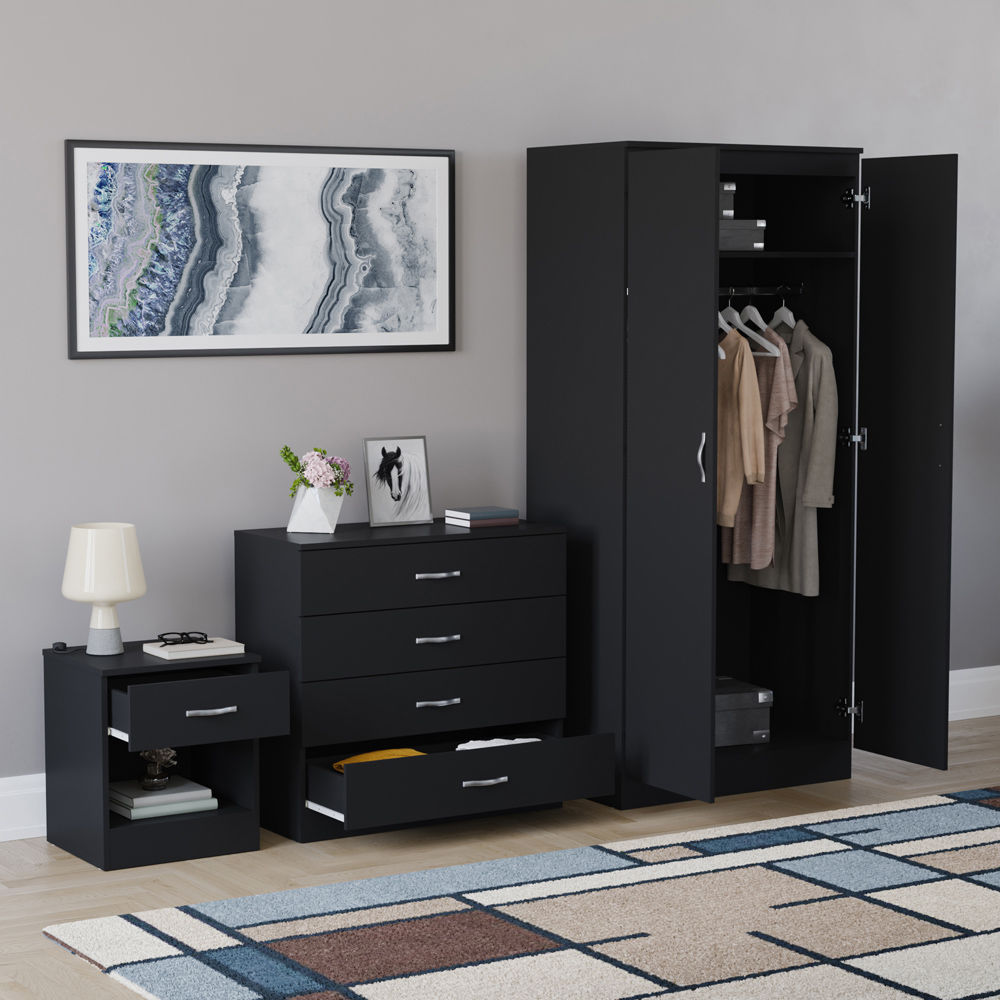 VIDA DESIGNS Riano Black 3 Piece Bedroom Furniture Set Image 4