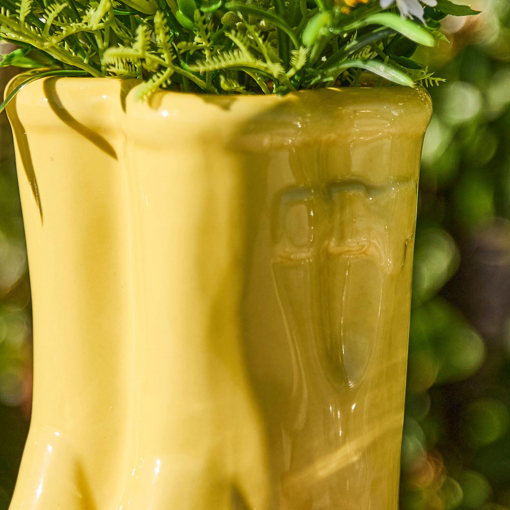 Dibor Yellow Double Wellington Planter 17cm Image 4
