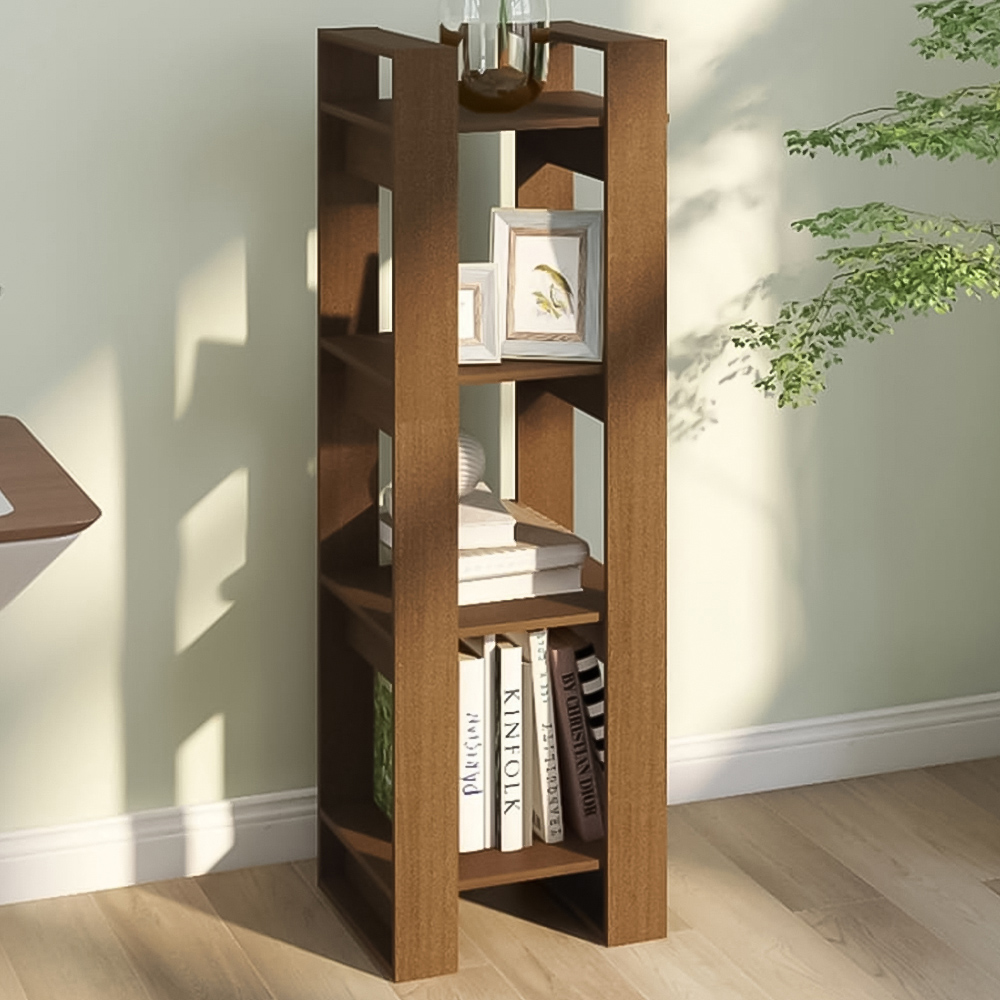 vidaXL 3 Shelf Honey Brown Solid Wood Bookcase Image 1