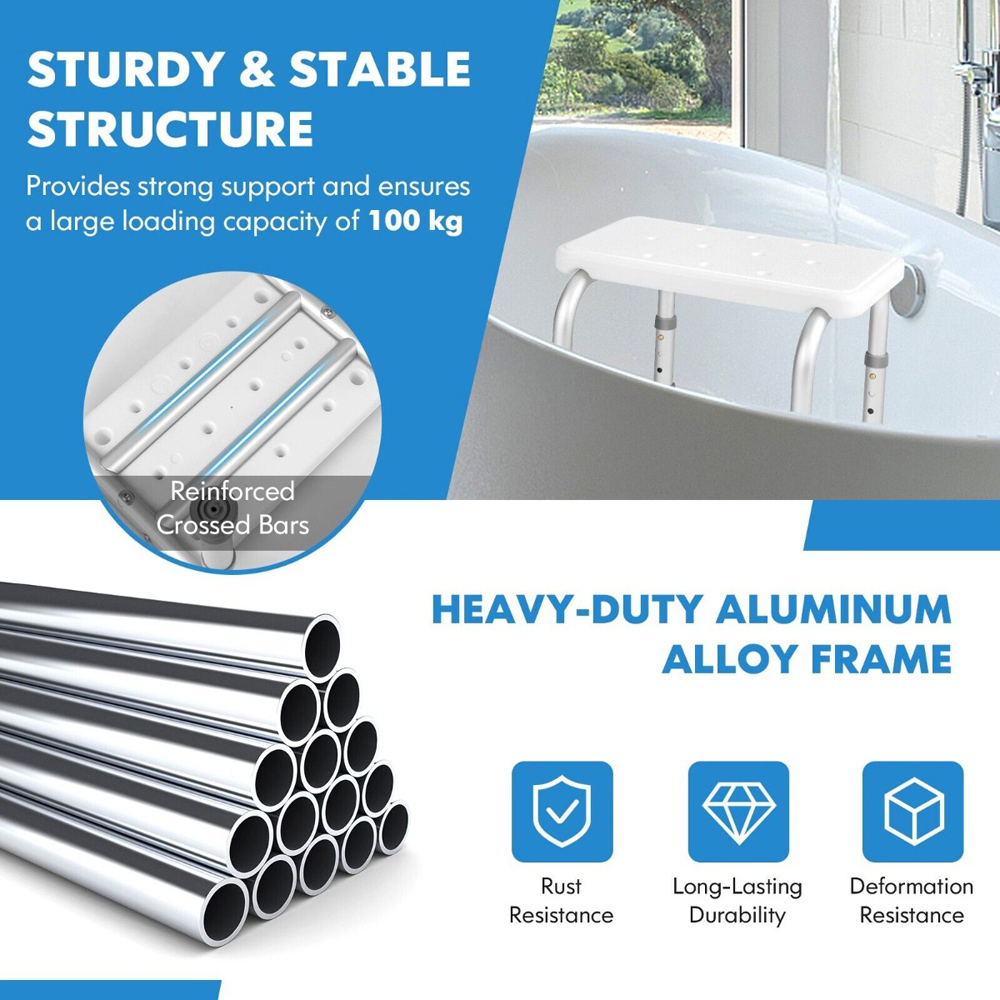 Costway Shower Bench with Anti Slip Rubber Mats Image 6