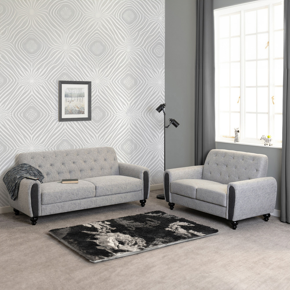 Seconique Chester 5 Seater Light Grey Sofa Set Image 1
