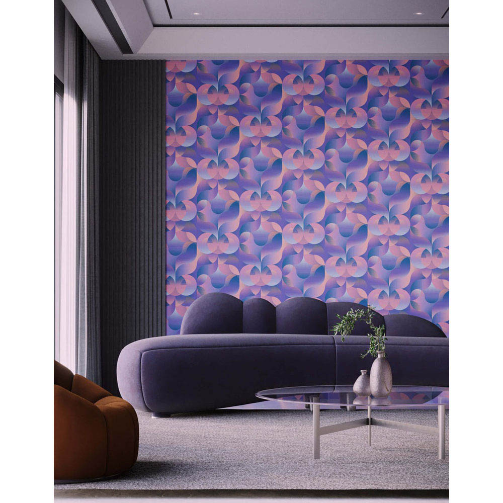 Bobbi Beck Eco Luxury Futuristic Abstract Geometric Purple Wallpaper Image 3