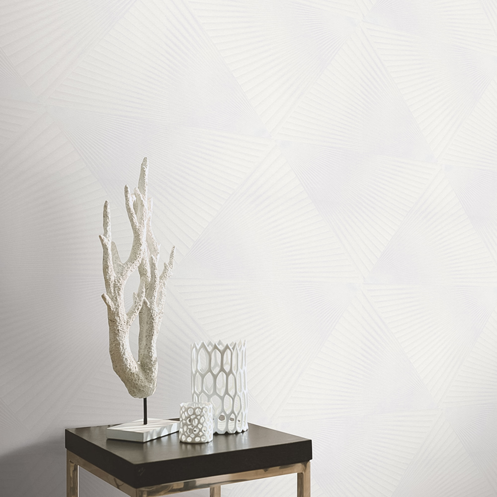 Erismann In Style Opulent 3D Effect Geometric White Satin Finish Vinyl Wallpaper Image 3