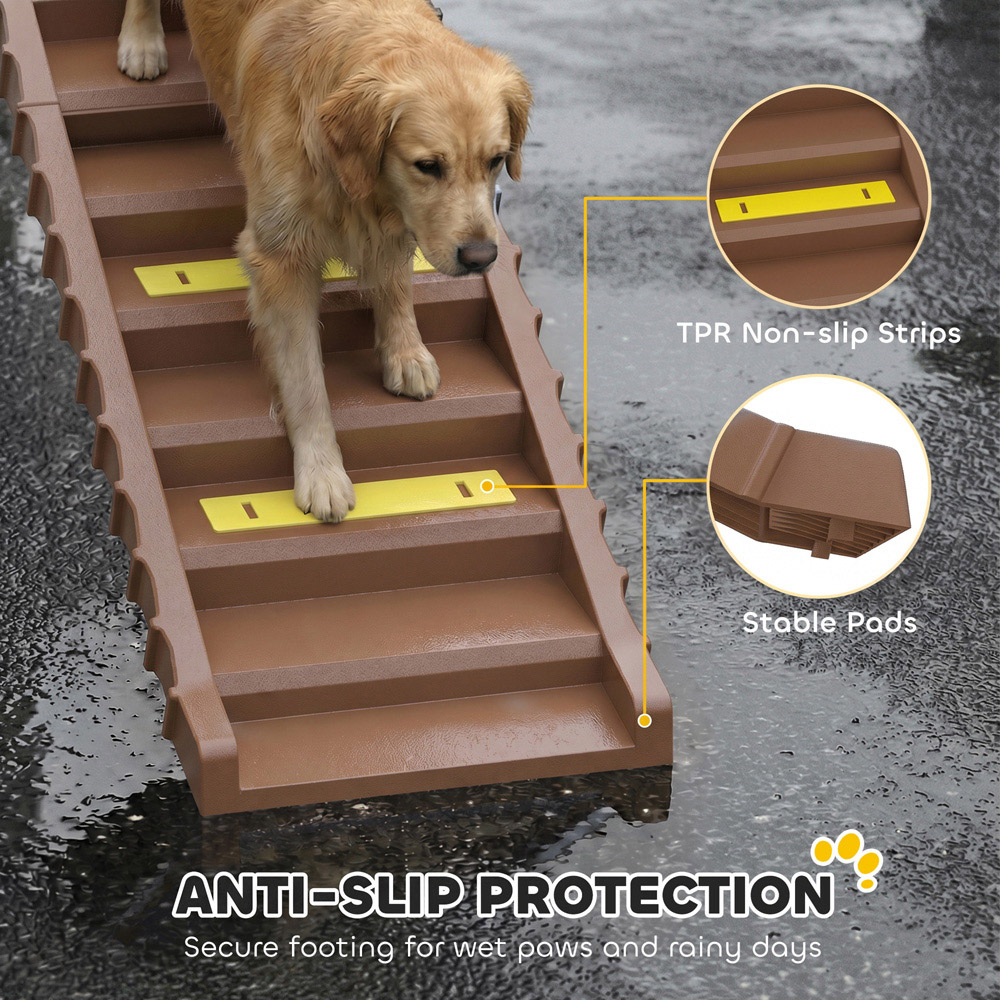 PawHut Brown Foldable Non-Slip Dog Car Ramp Image 6