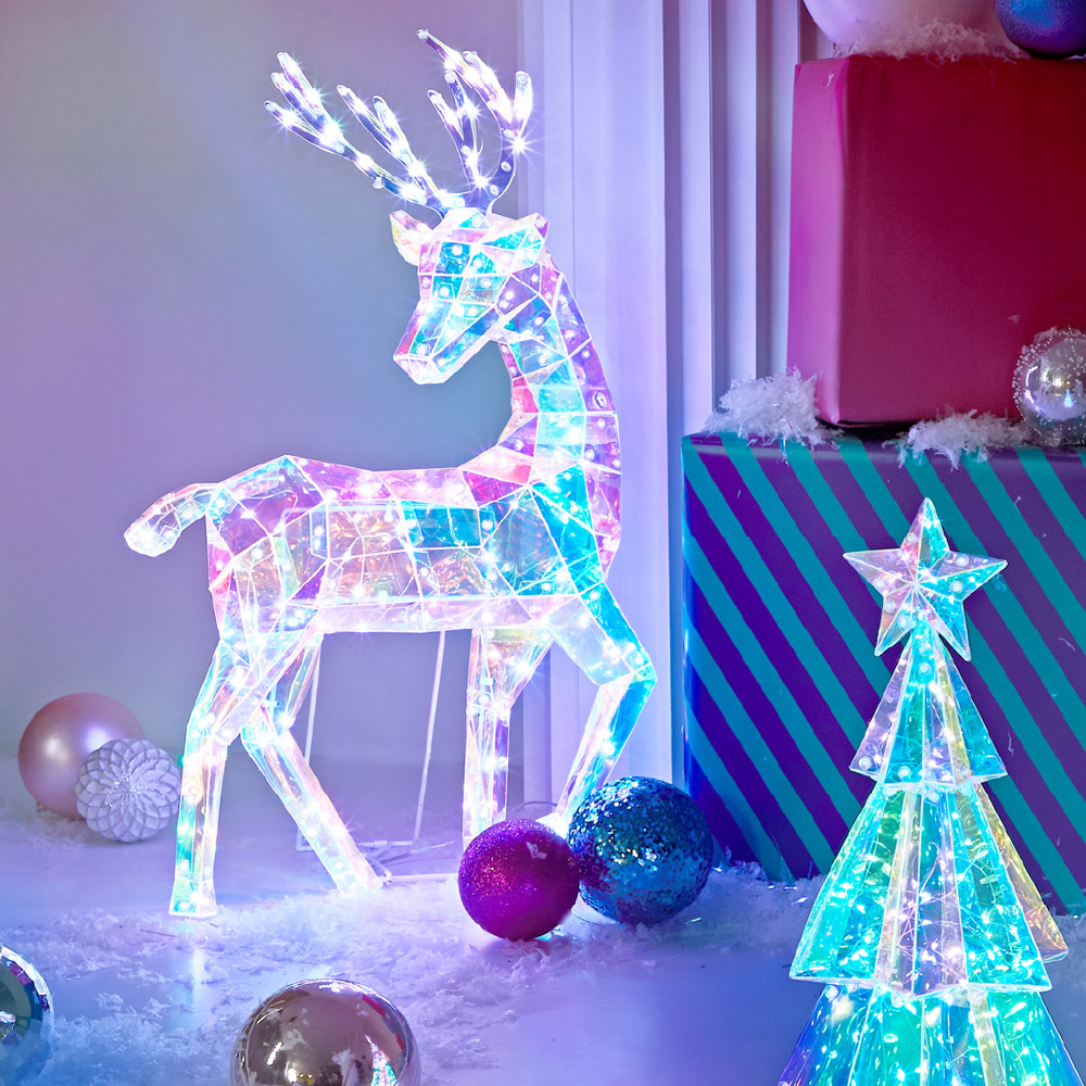 The Christmas Workshop 100 Cool White LED Iridescent Reindeer Decoration 2ft Image 3