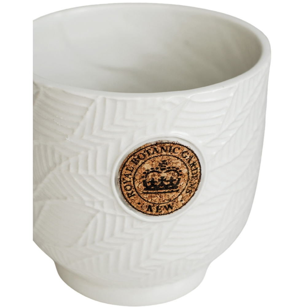 Ivyline Kew Ivory Leaf Embossed Cork Reactive Glaze Indoor Planter 18cm Image 3