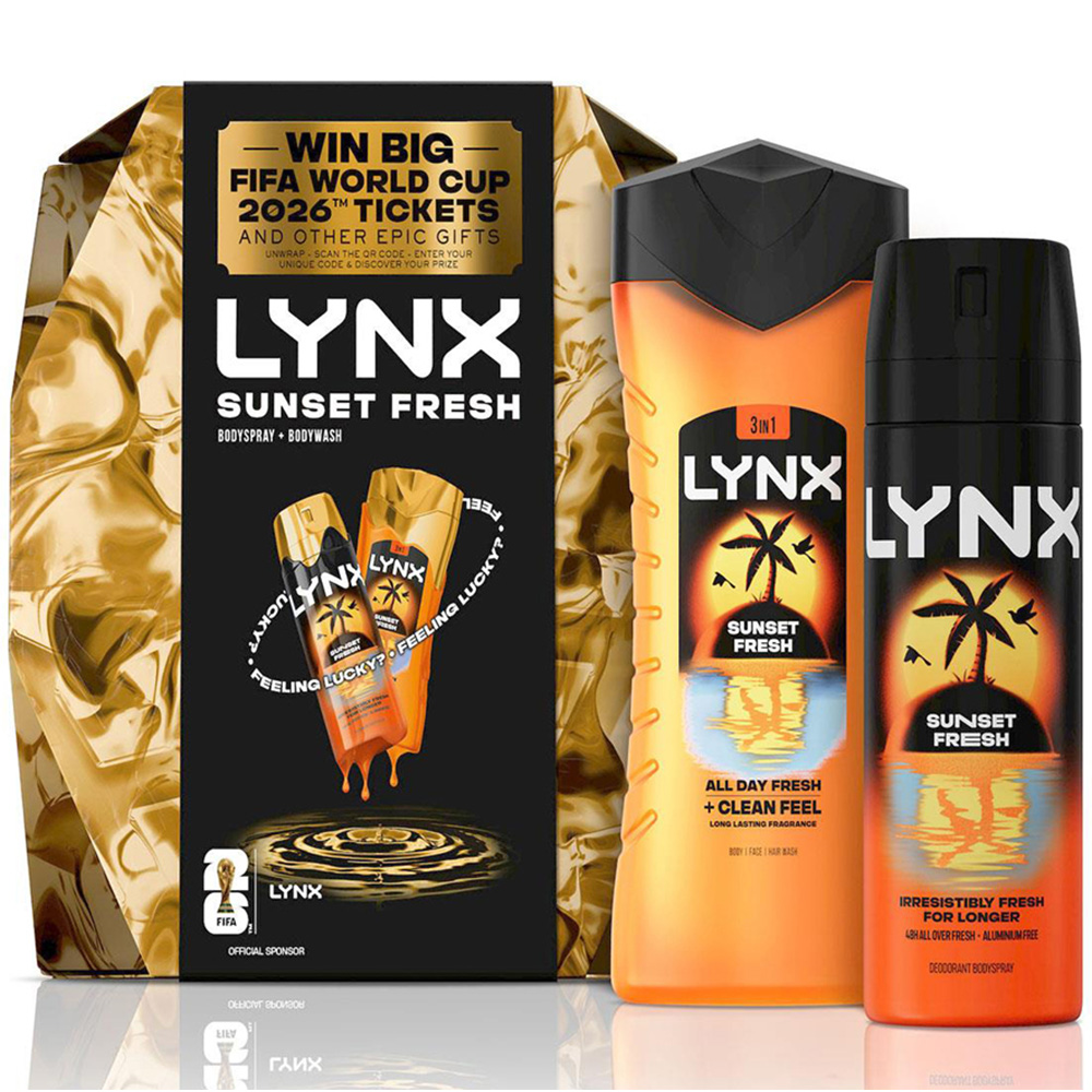 Lynx Sunset Fresh Tropical Mango and Mandarin Scent Bodywash and Bodyspray Gift Set 4 Pack Image 2