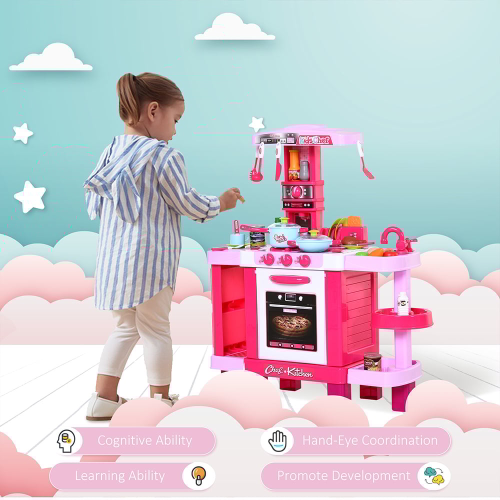 Tommy Toys Kids 38 Piece Pink Kitchen Play Set with Sound and Lights Image 6