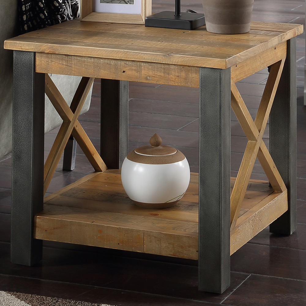 Baumhaus Urban Elegance Single Shelf Reclaimed Wood Lamp Table Image 1