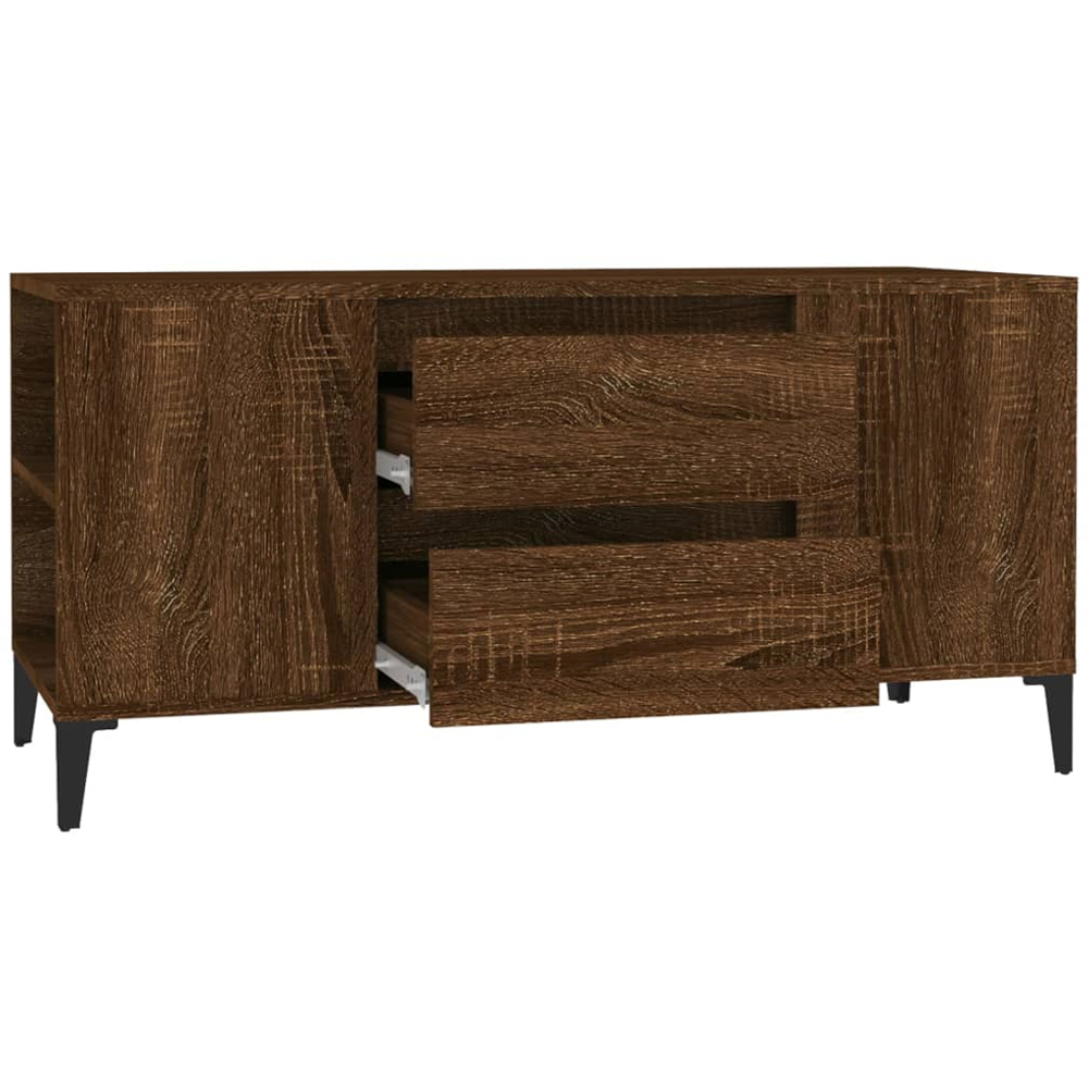 vidaXL 2 Drawer 4 Shelf Brown Oak TV Cabinet Image 7