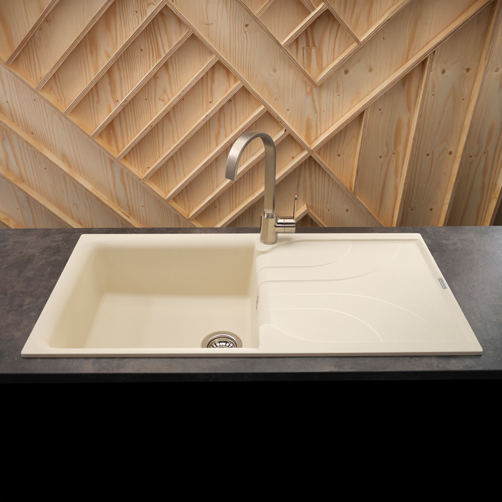 Reginox Ego 480 C Cream Single Granite Sink 500 x 1000mm Image 2