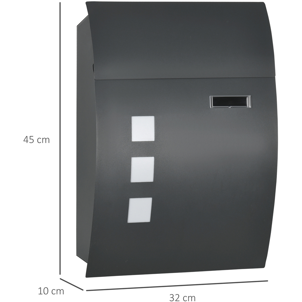 HOMCOM Anthracite Grey Weatherproof Wall Mounted Letter Box with Keys Image 9