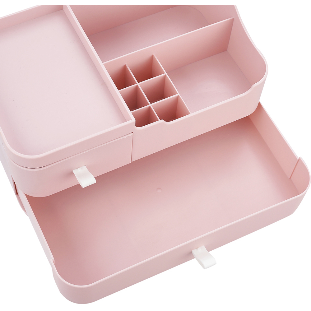 Living and Home 2 Drawer Pink Plastic Desktop Makeup Organiser Image 5