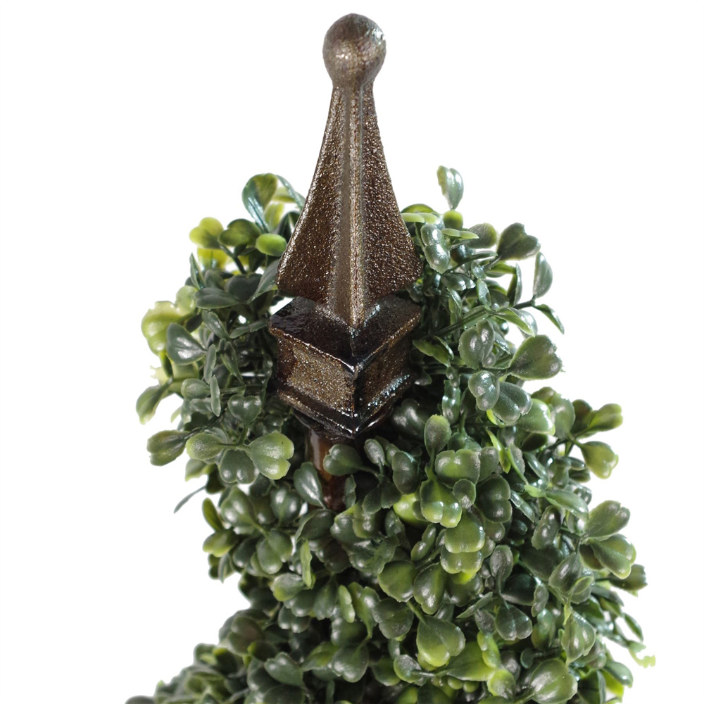 Leaf Boxwood Tower Artificial Tree with Spiral Metal Top 90cm Image 3