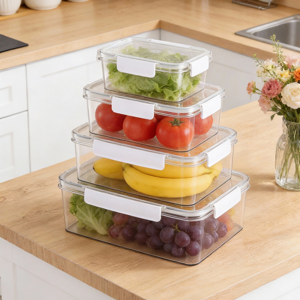 Living and Home 4-Piece Rectangular Food Storage Container Set Image 2