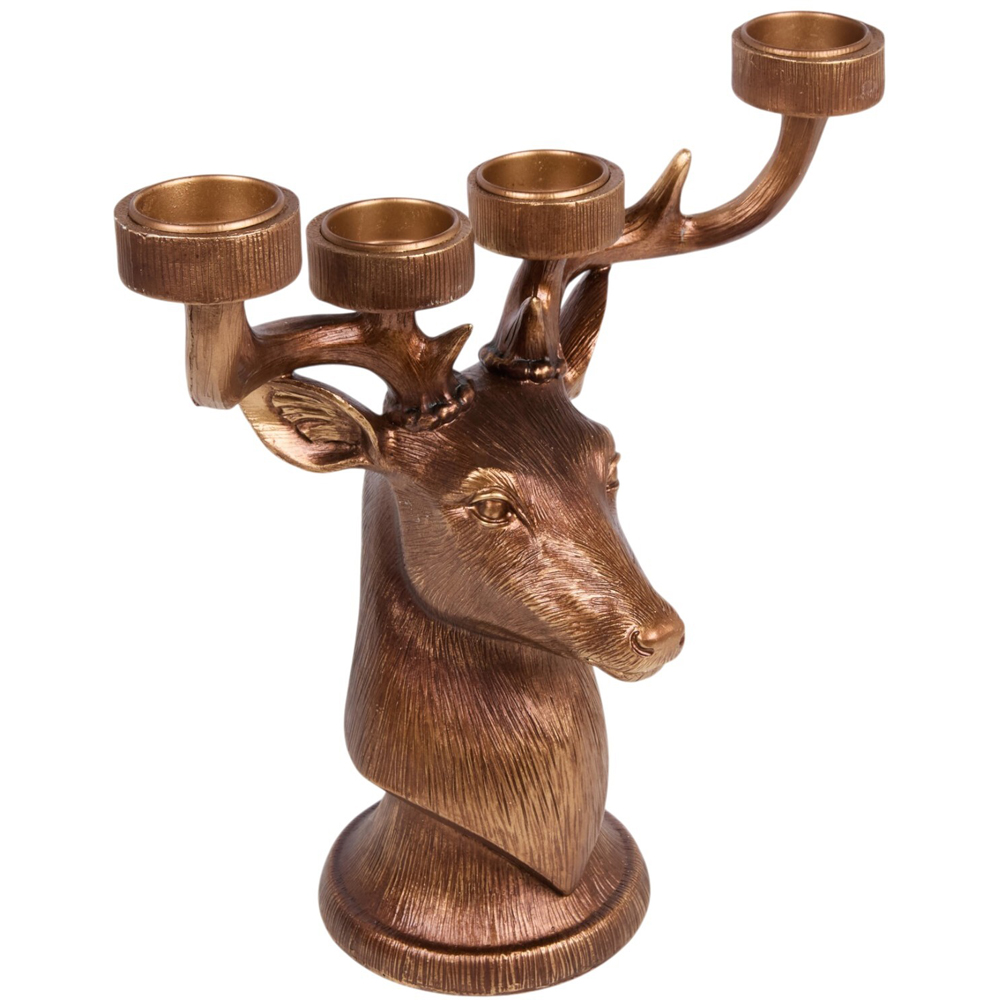 Antique Stag Tea Light Holder Bronze Image 6