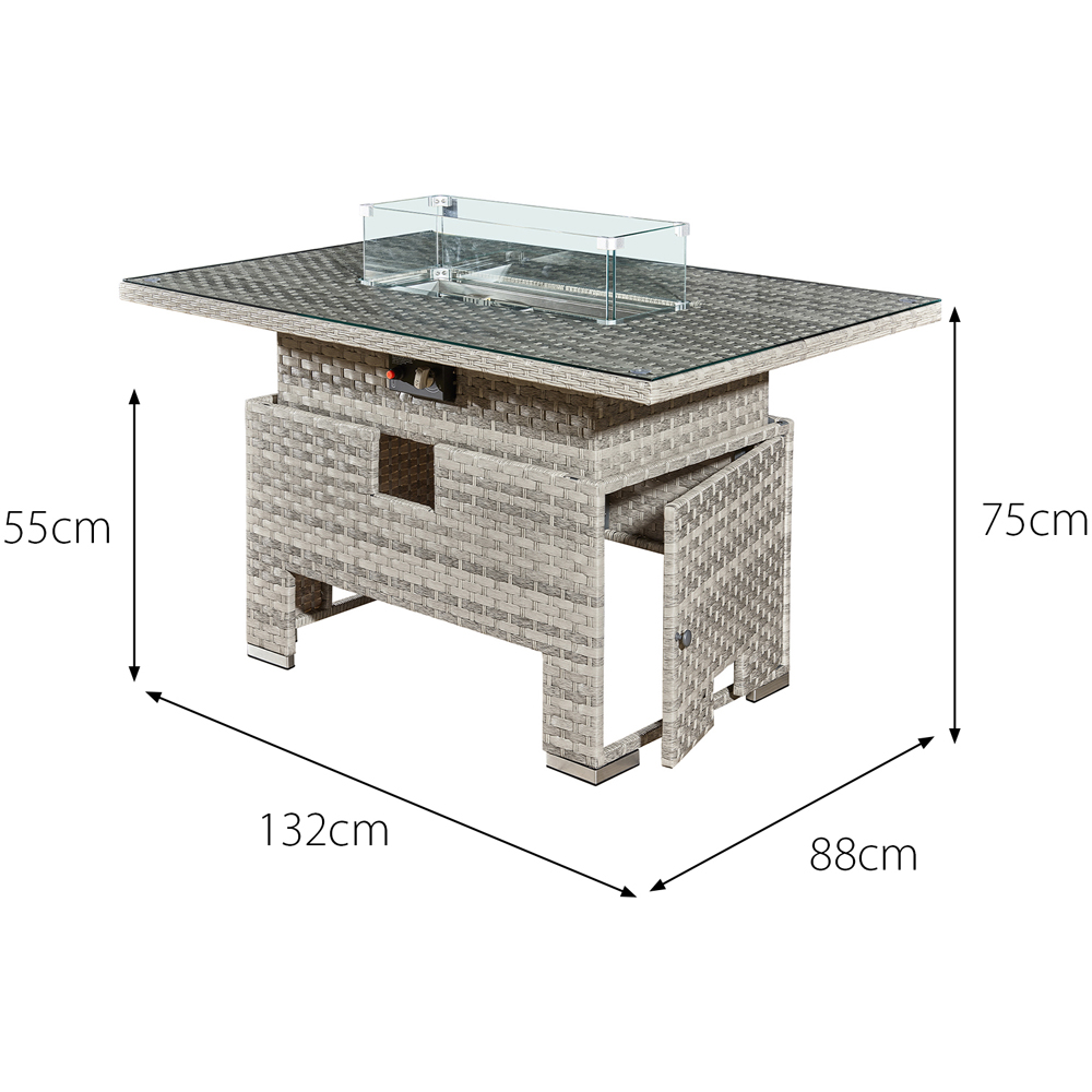RoyalFire Icarus Dove Grey Rattan Rising Firepit Table Image 6