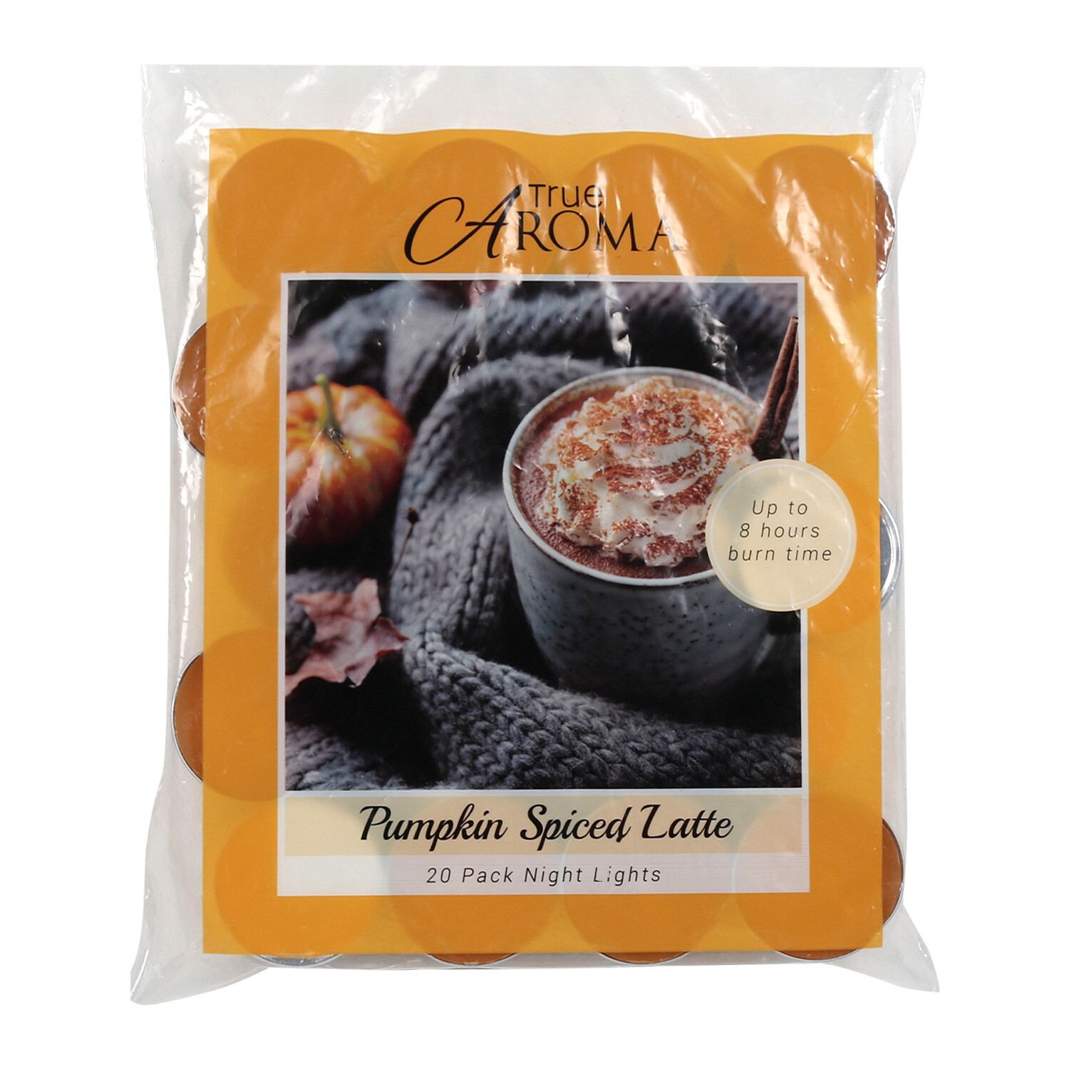 Pack of 20 Pumpkin Spiced Latte Tealights - Orange Image