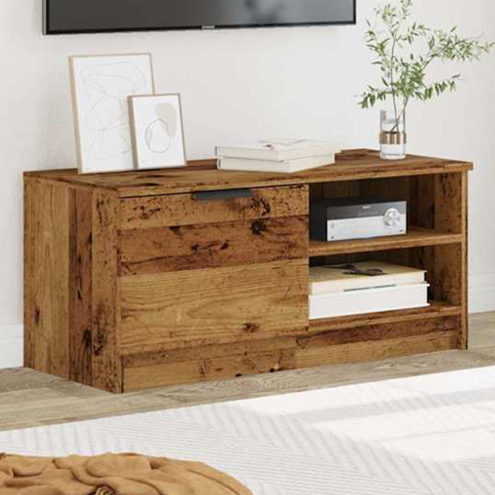 vidaXL Single Door 2 Open Shelf Old Wood TV Cabinet Image 1