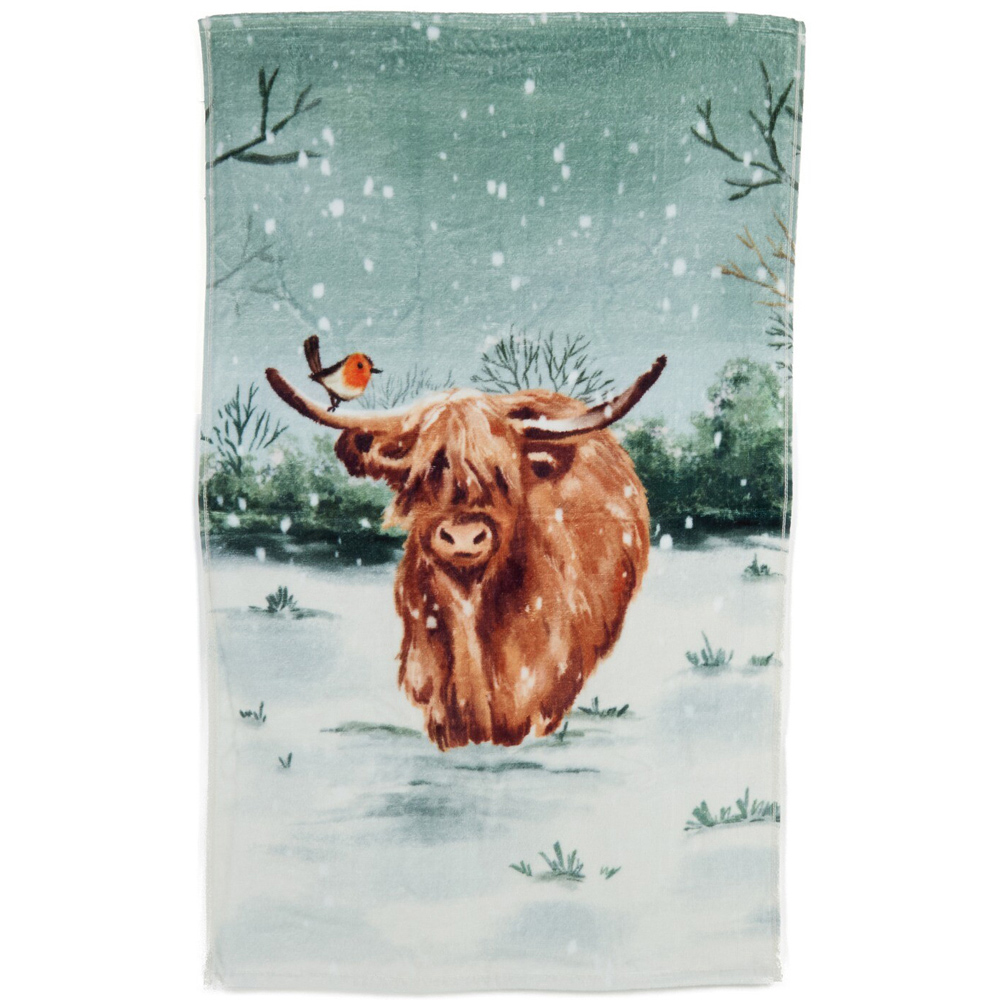 Highland Cow Winter Forest Hand Towel Image 1