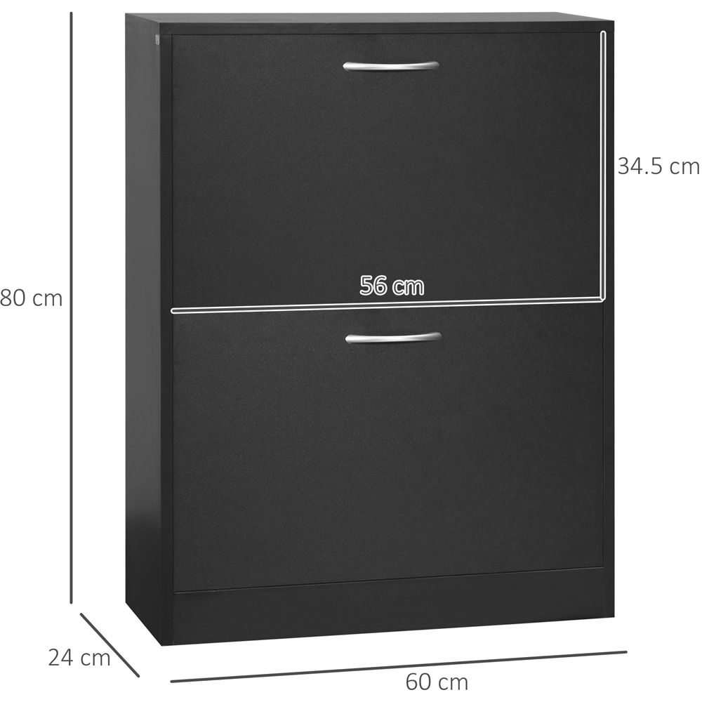 HOMCOM 2 Tier Black Tipping Shoe Cabinet Image 9