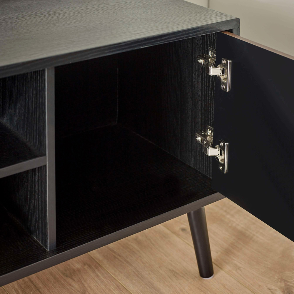 Julian Bowen Trent 2 Door Walnut and Black Large TV Stand for 55 inch Image 5