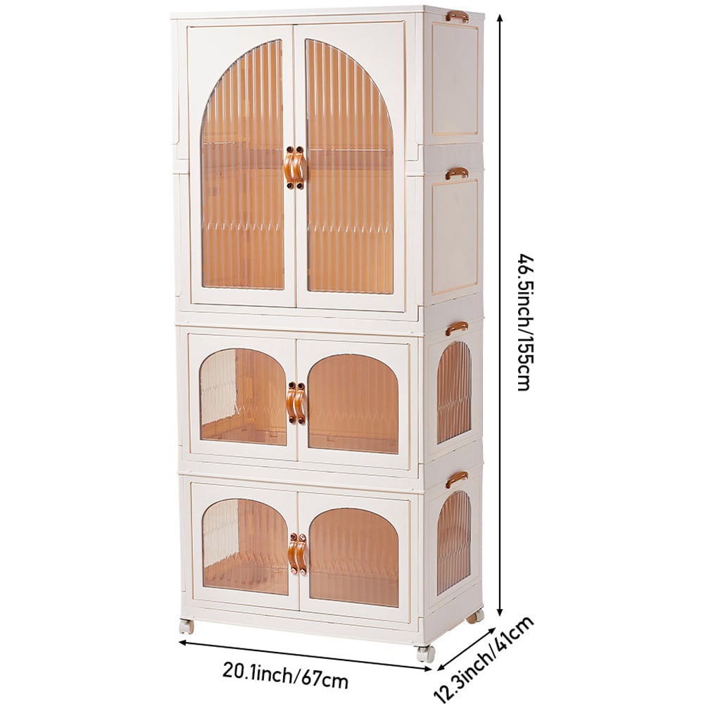 Living and Home 6 Door Kids Room White Foldable Wardrobe 155cm Image 8