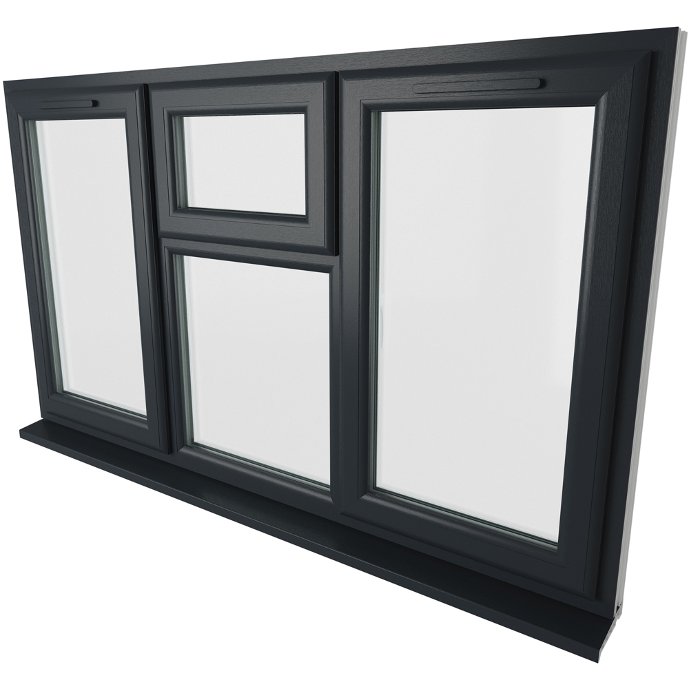 Crystal uPVC Double Glazed Window LH & RH Side Hung & Top Centre Grey White Clear Glass 1770x1190mm Image 9
