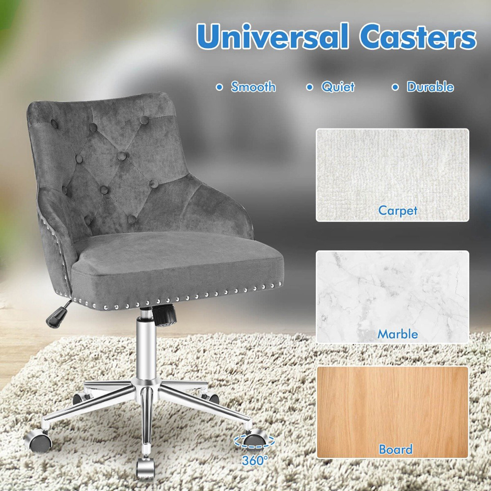 Costway Grey Adjustable Swivel Accent Armchair Image 6